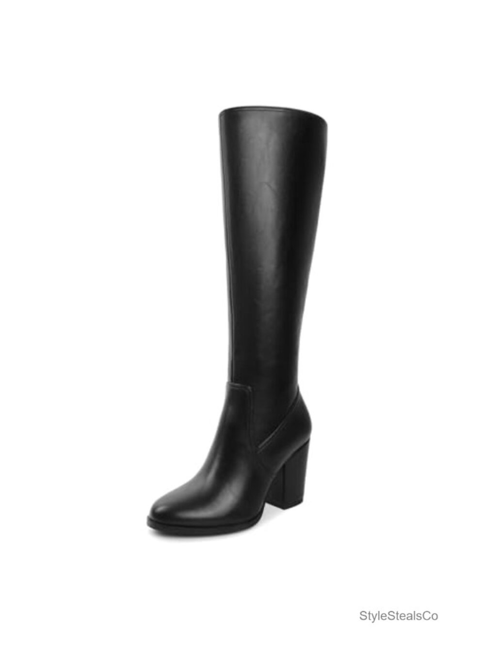 Women's Knee High Chunky Block Heel Round Toe Side Zip Tall Boots